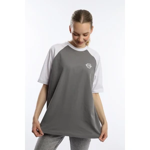 Polo State Kadın Oversize Fit Reglan Kol Basic Tişört Gri