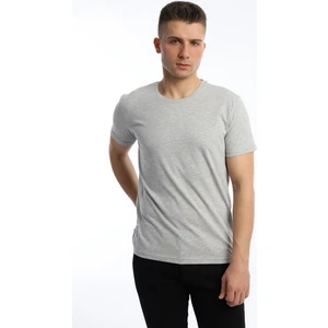 Polo State Erkek Bisiklet Yaka Regular Fit Basic Tişört Gri Melanj