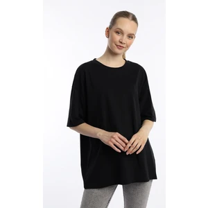 Polo State Kadın Oversize Bisiklet Yaka Tişört Siyah