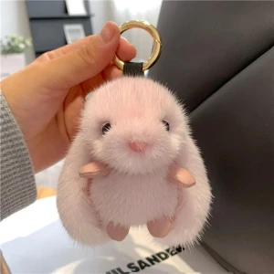 NB Market Pembe Mini Pofuduk Tavşan Anahtarlık 10CM Ithal Oyuncak