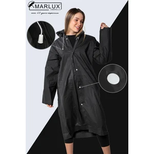 Unisex Su Rüzgar Geçirmez Kapüşonlu Beyaz Çıtçıt Düğme Eva Siyah Beyaz Yağmurluk 24MRLXYGM