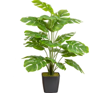 Yapay Deve Tabanı Bitkisi (Monstera Ağacı) 18 Yapraklı Yeşil 70 Cm.