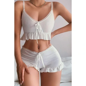 Merry See Özel Örme Kumaş Askılı Şortlu Pijama Takımı