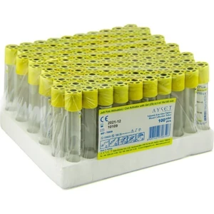 Vakumlu Kan Alma Tüpü (Jelli Pıhtı Aktivatörü / Jelli Sarı Serum Tüpü) 8.5 ml 16*100 mm 100 Adet
