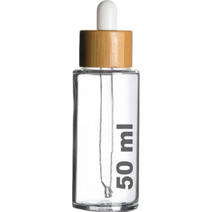 50 cc Şeffaf Damlalık Beyaz Ahşap Bambu Sızdırmaz Kapaklı 50 ml Dropper Cam Serum Şişesi 1 Adet