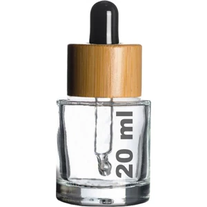 20 cc Şeffaf Damlalık Siyah Ahşap Bambu Sızdırmaz Kapaklı 20 ml Dropper Cam Serum Şişesi 1 Adet