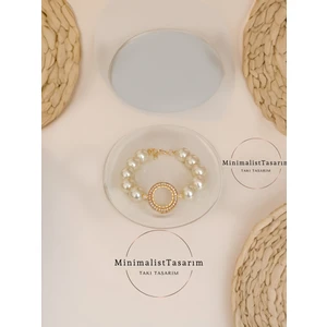 Minimalist Tasarım Zirkon Taşlı Çeyrek Çerçeve Bileklik ,çelik Çeyrekli Bileklik ,çeyrek Takılan Inci Bileklik