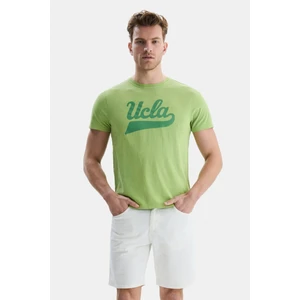 Margan Yeşil Bisiklet Yaka Baskılı Erkek Tshirt