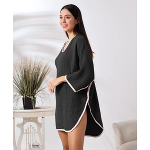 4 Kat Muslin Kapşonlu Yetişkin Kadın Panço