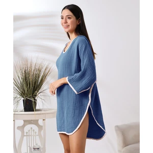 4 Kat Muslin Kapşonlu Yetişkin Kadın Panço