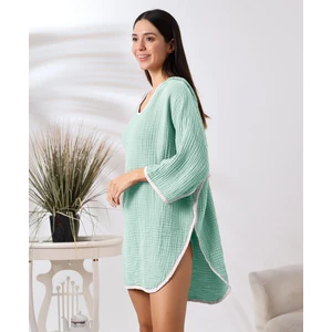 Destiny Hometex 4 Kat Muslin Kapşonlu Yetişkin Kadın Panço