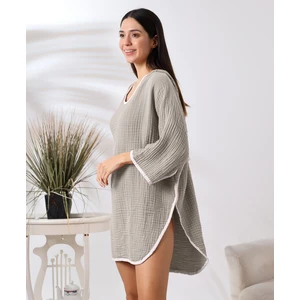 Destiny Hometex 4 Kat Muslin Kapşonlu Yetişkin Kadın Panço