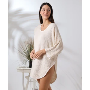 4 Kat Muslin Kapşonlu Yetişkin Kadın Panço