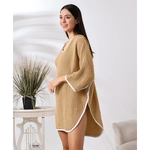 4 Kat Muslin Kapşonlu Yetişkin Kadın Panço