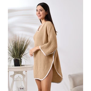 4 Kat Muslin Kapşonlu Yetişkin Kadın Panço