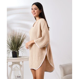 4 Kat Muslin Kapşonlu Yetişkin Kadın Panço