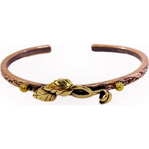 Pirinç Yapraklı Ağaç Kabuğu Bakır Bileklik