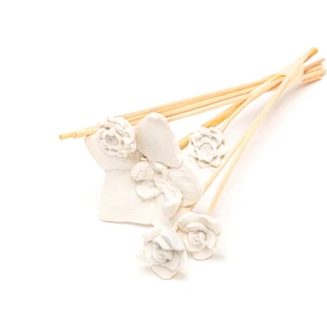 Beyaz Karışık Çiçek Taşlı 10'lu  Bambu Kamış Seti