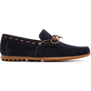 Erkek Lacivert Süet Deri Casual Loafer