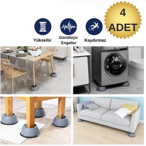 4 Adet Beyaz Eşya Altlığı Ayağı Çamaşır Bulaşık Makinası Buzdolabı Yükseltici Titreşim Önleyici