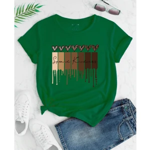 Amor Man Büyük Beden Leopar Kalpler Baskılı Pamuk Oversize Şık Kadın Tshirt