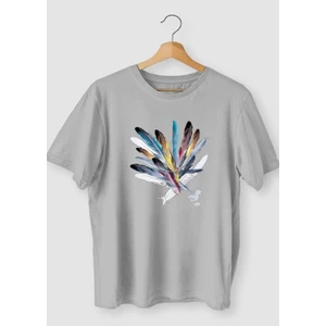 Amor Man Büyük Beden Renkli Şans Tüyü Baskılı Pamuk Oversize Kadın Tshirt