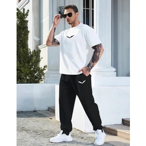 Amor Man Büyük Beden Özel Tasarım Minimal Kartal Baskılı Kısa Kollu Yazlık Dış Mekan Erkek Eşofman Takımı