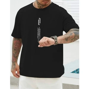 Amor Man Büyük Beden Dikey Yazı Baskılı Pamuk Oversize Erkek Tshirt