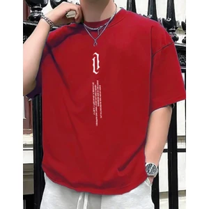 Amor Man Büyük Beden Dikey Yazı Baskılı Pamuk Oversize Erkek Tshirt