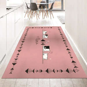 Viyana Home Dijital Baskılı Kaymaz Taban Yıkanabilir Mutfak Halısı Yolluk, V-Mutfak-10-Pembe,