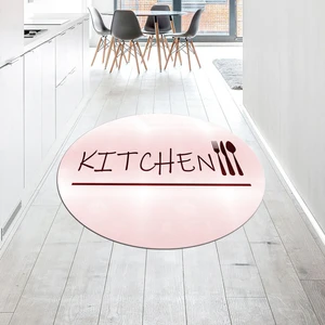 Viyana Home Dijital Baskılı Kaymaz Taban Yıkanabilir Yuvarlak Mutfak Halısı Yolluk, V-Y-Mutfak-49-Pembe,