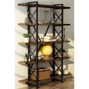 Metal Masif Ahşap 5 Katlı Kitaplık