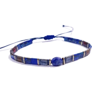 Funny Takı Lapis Lazuli ve Hematit Doğaltaşlı Unisex Tila Bileklik
