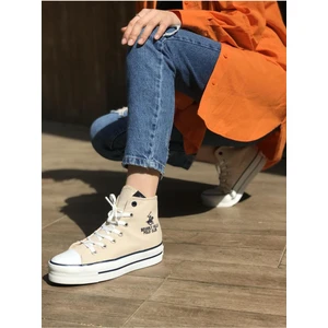 Beverly Hills Polo Club Keten Bileği Uzun Convers Sneaker Ayakkabı Kadın