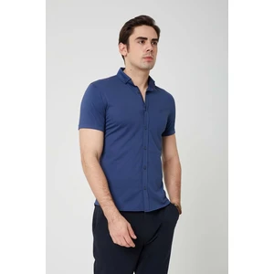 Coonless Erkek Kısa Kol Slim Fit Mavi Gömlek