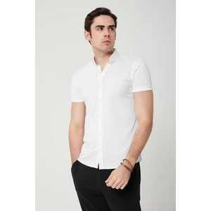 Coonless Erkek Kısa Kol Slim Fit Beyaz Gömlek