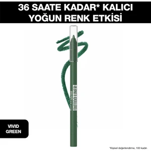 Maybelline New York Tattoo Liner Jel Göz Kalemi Vivid Green – Yoğun Pigmentli, Uzun Süre Kalıcı Yeşil Ton
