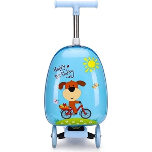 Çocuk Kaykay Tekerlekli Çanta Bavul 15 Inç Okul Çantası Evrensel Tekerlekli Biniş Çantası Scooter (Yurt Dışından)
