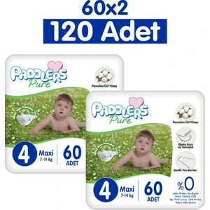 Pure Bebek Bezi 4 Numara Maxi 120 Adet 2'li Jumbo Set