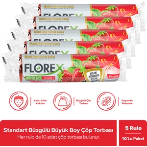 Büzgülü Çilek Kokulu Büyük Boy Çöp Poşeti x 5 Rulo