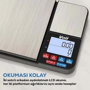 SC21 Terazi - LCD Ekranlı Dijital Tartı-Paslanmaz Çelik Ölçüm Baskülü 10KG/0,5KG & 1G/0,01G