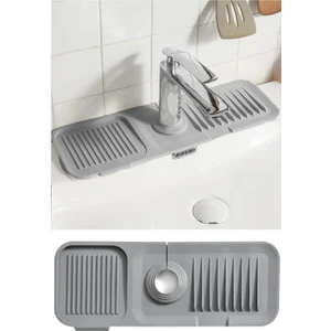 Elastik Musluk Matı Su Tutucu Düzenleyici Kaydırmaz Taban Organizer Mutfak Banyo Lavabo