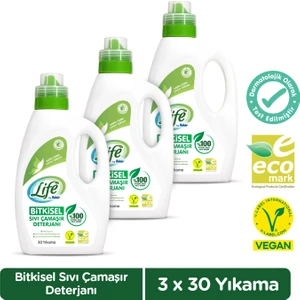 Life by Fakir Vegan Bitkisel Sıvı Çamaşır Deterjanı 1500 ml x 3 Adet