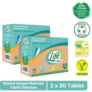 Life By Fakir Ekolojik Vegan Bulaşık Deterjanı Tableti 30'lu x 2 Adet