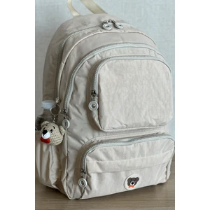 Nemo Bags Unisex Bej Orta Boy Okul Çantası Laptop ve Seyahat Sırt Çantası Su Geçirmez Ayıcık Anahtarlık Hediyeli