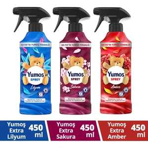 Sprey Sakura 450 ml x1 + Yumoş Sprey Amber 450 ml x1 + Yumoş Sprey Lilyum 450 ml x1