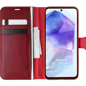 Samsung Galaxy A55 Kılıf Delux Leather Wallet Kırmızı