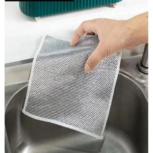 F&M Home Telli Bulaşık Bezi Ovma Teli Pratik Çizmez Bulaşık Süngeri Çok Amaçlı Temizlik Süngeri 2'li Paket