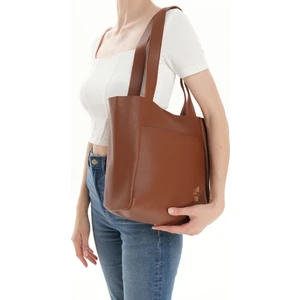 Wıth-W kadın Taba Shopper Omuz Çantası Bowi TNC1007