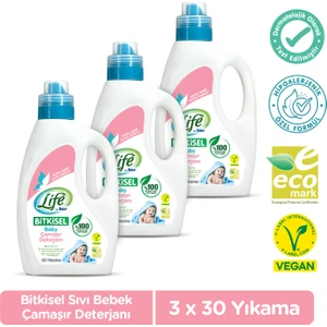 Life by Fakir Vegan Bitkisel Sıvı Bebek Çamaşır Deterjanı 1500 ml x 3 Adet
